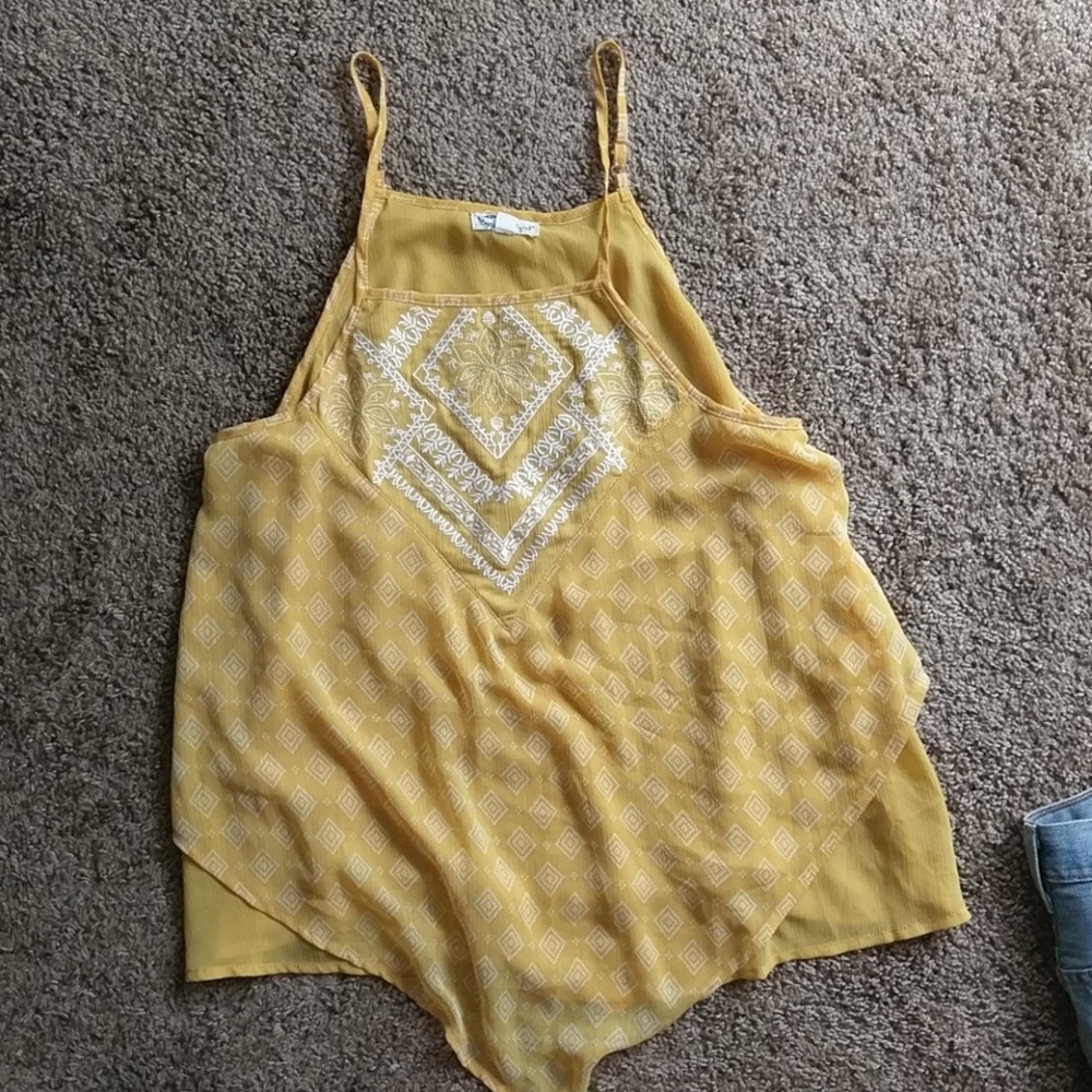 Yellow flowy tank top